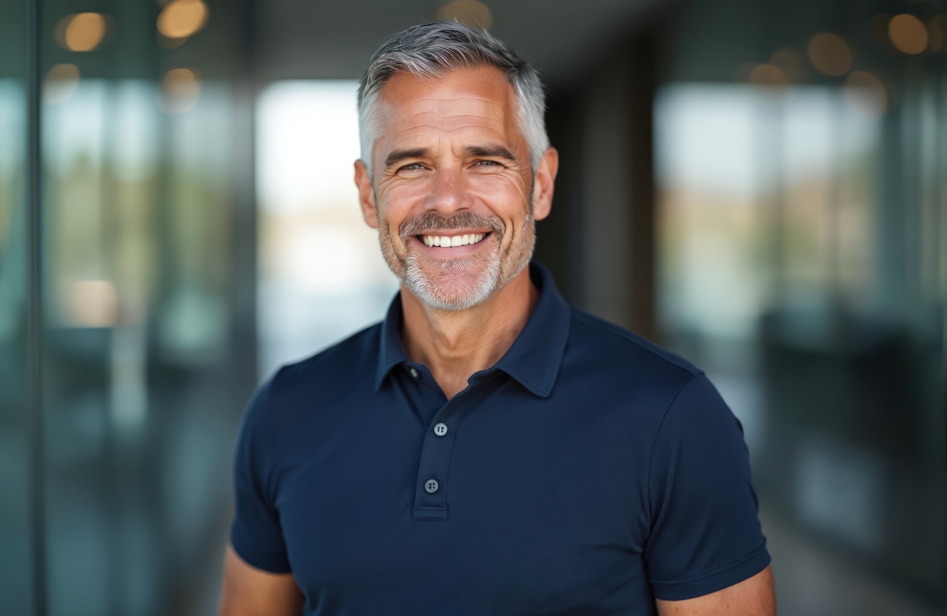 Healthy, smiling middle-aged man -- the energy and vitality functional medicine helps restore.